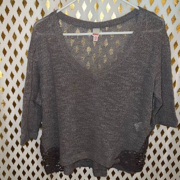 Bongo grey off the shoulder sweater y2k sheer size S - Picture 1 of 4